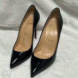 Christian Louboutin Black Patent Pagille Follies Pointed Toe Pump